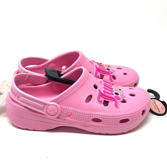 JUICY COUTURE Clogs Shoes Kids Little Girls SIZE 2M Barbie Pink Gems Sandals NWT - Picture 8 of 14